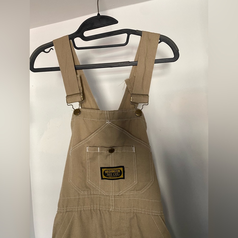 Washington Dee Cee Vintage 1970s Sanforized Tan Beige Denim Workwear Overalls